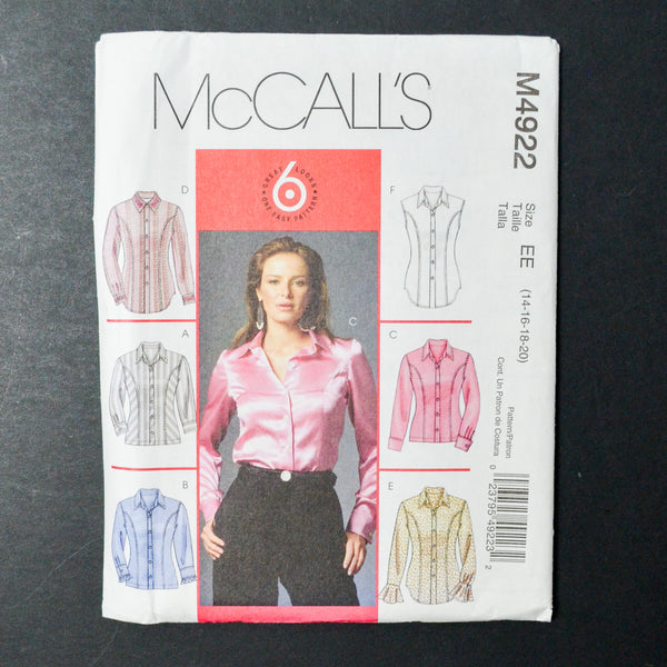 McCall's M4922 Misses Shirts Sewing Pattern - Size EE (14-20)