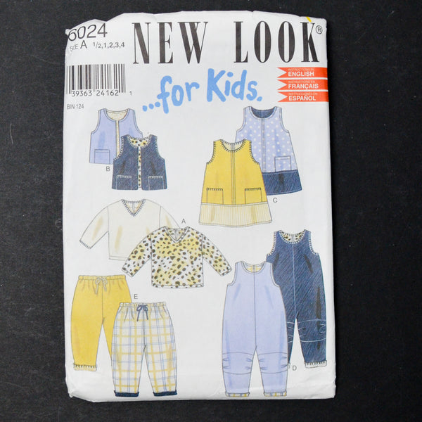 New Look 6024 Kids Clothing Sewing Pattern - size A (1/2 - 4)