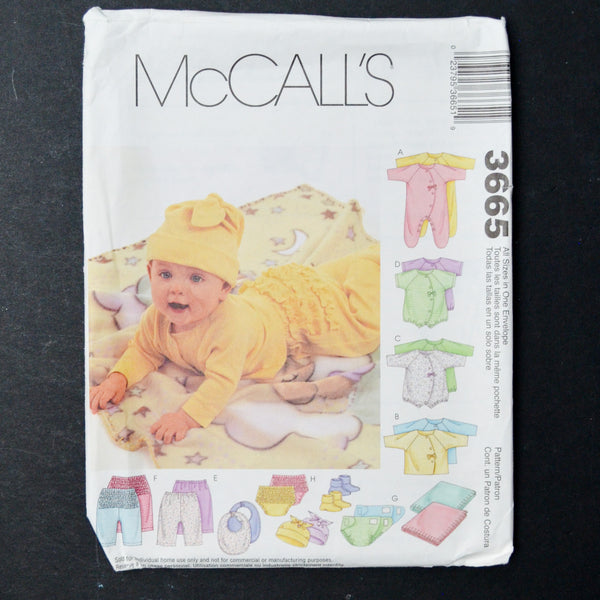 McCall's 3665 Infant Clothing Sewing Pattern - All Sizes
