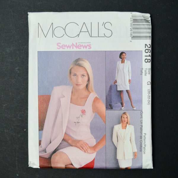 McCall's 2618 Dress + Jacket Sewing Pattern - Size G (20-24)