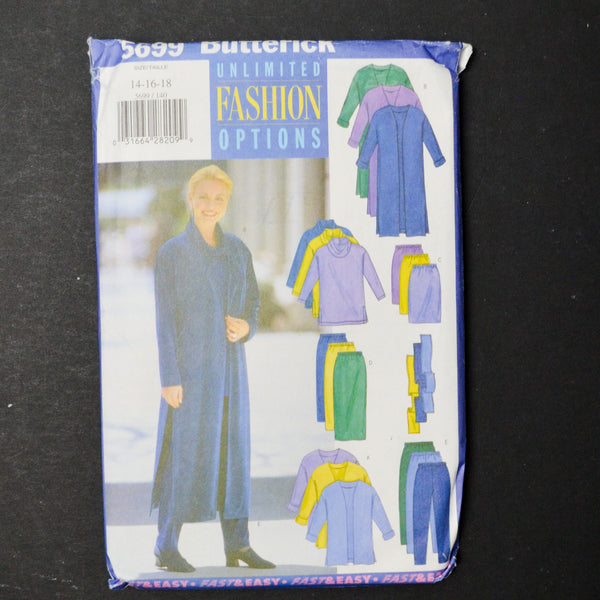 Butterick 5699 Jacket, Duster, Tunic, Skirt, Pants + Scarf Sewing Pattern - (14-18)