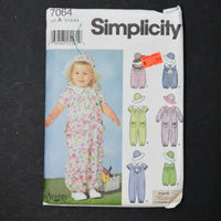 Simplicity 7064 Toddlers' Romper + Hat Sewing Pattern Size A (1/2-4)