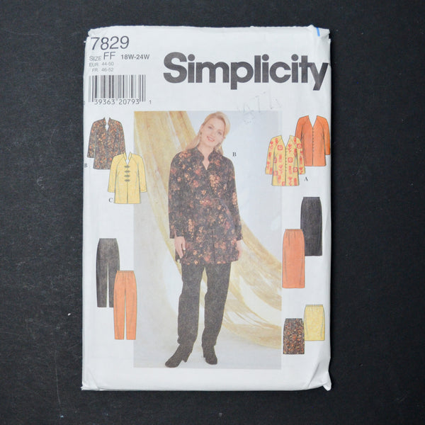 Simplicity 7829 Tunic, Skirt + Pants Sewing Pattern - Size FF (18W-24W)