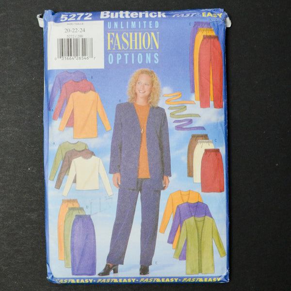 Butterick 5272 Jacket, Belt, Top, Suit + Pants Sewing Pattern - Sizes 20-24