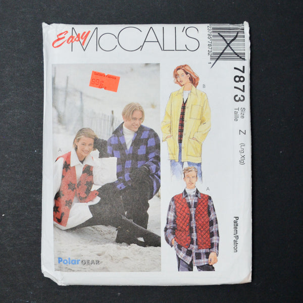 McCall's 7873 Shirt Jacket + Lined Vest Sewing Pattern - Size Z (L-XL)