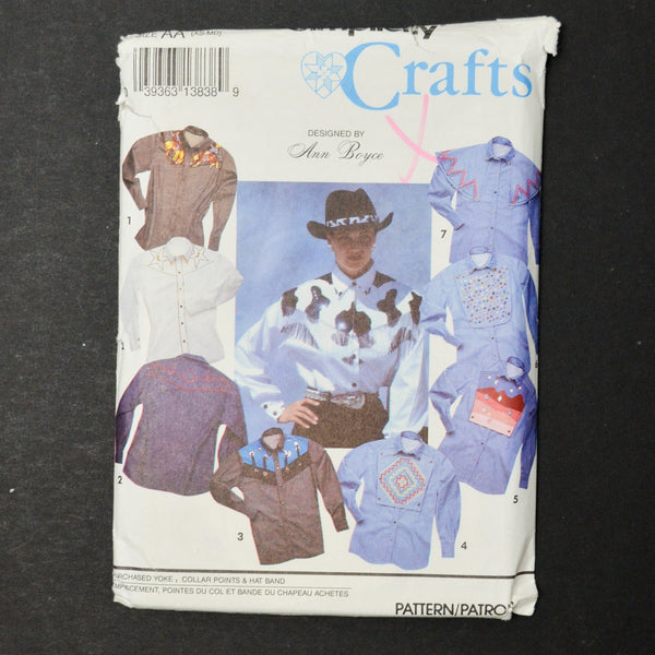 Simplicity Crafts 8326 Western Shirt Sewing Pattern - Size AA (XS-M)
