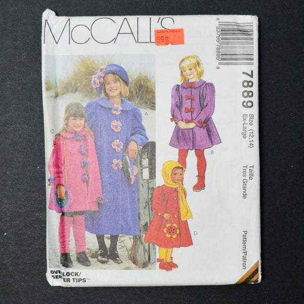 McCall's 7889 Children's Coat, Hat, Purse + Accessories Sewing Pattern - Size XL (12-14)