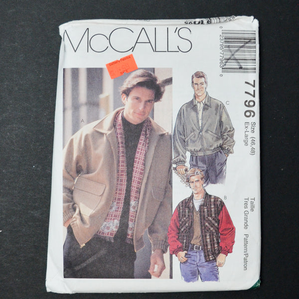 McCall's 7786 Lined Jacket Sewing Pattern - Size XL (46-48)