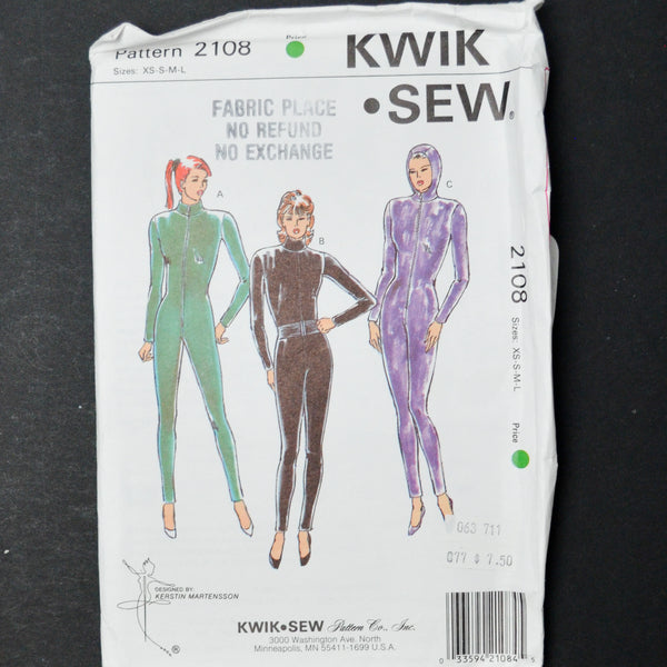 Kwik Sew 2108 Cat Suits Sewing Pattern - Sizes XS-L
