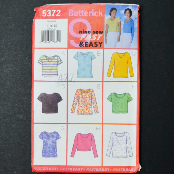Butterick 5372 Top Sewing Pattern - SIzes 14-18