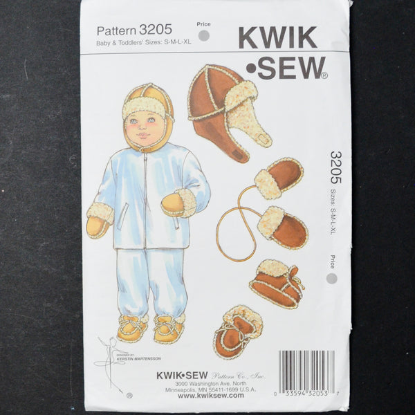 Kwik Sew 3205 Baby + Toddler Hat, Mittens + Slippers Sewing Pattern - (S-XL)
