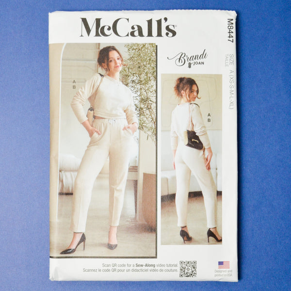 McCall's M8447 Misses' Knit Top + Pants Sewing Pattern - Size A (XS-XL)