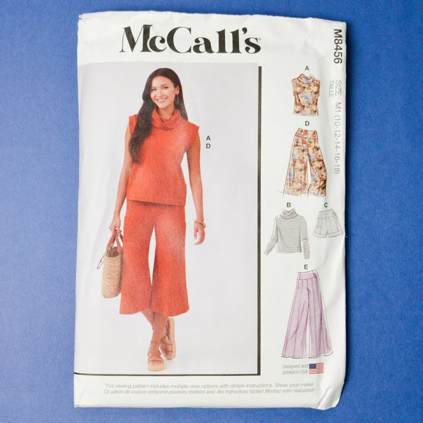 McCall's M8456 Misses' + Women's Knit Top, Shorts and Pants Sewing Pattern Size M1 (10-18)