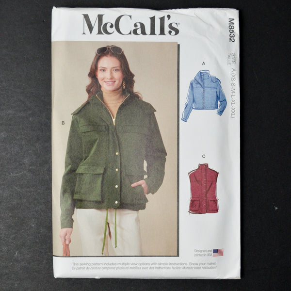 McCall's M8532 Misses' Jacket and Vest Sewing Pattern - Size A (XS-XXL)