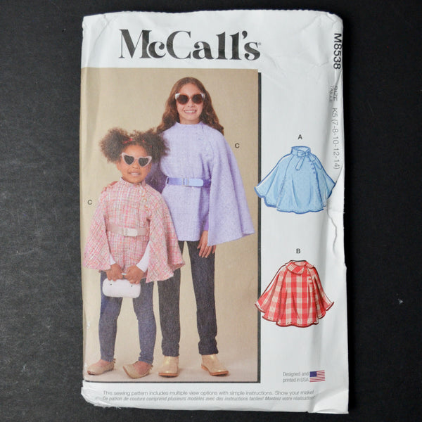 McCall's M8538 Children's and Girls' Capes Sewing Pattern - Size K5 (7-14)