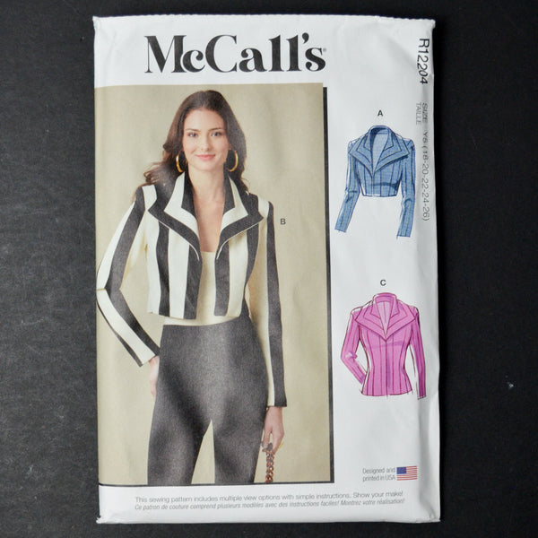 McCall's R12204 Misses' Boleros and Jacket Sewing Pattern - Size Y5 (18-26)