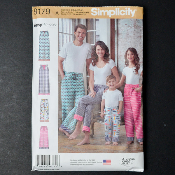 Simplicity 8179 Child's, Teens' and Adults' Pants Sewing Pattern - Size A (XS-L/XS-XL)