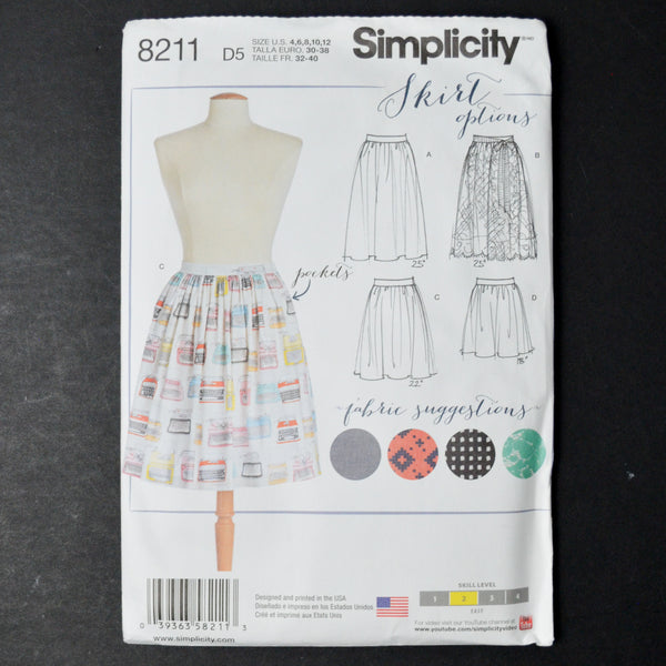 Simplicity 8211 Misses' Skirt in Three Lengths Sewing Pattern - Size D5 (4-12)
