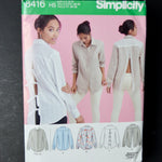 Simplicity 8416 Misses' Shirt with Back Variations Sewing Pattern Size H5 (6-14)