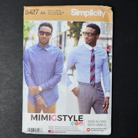 Simplicity 8427 Men's Fitted Shirt Sewing Pattern Size AA (34-42)