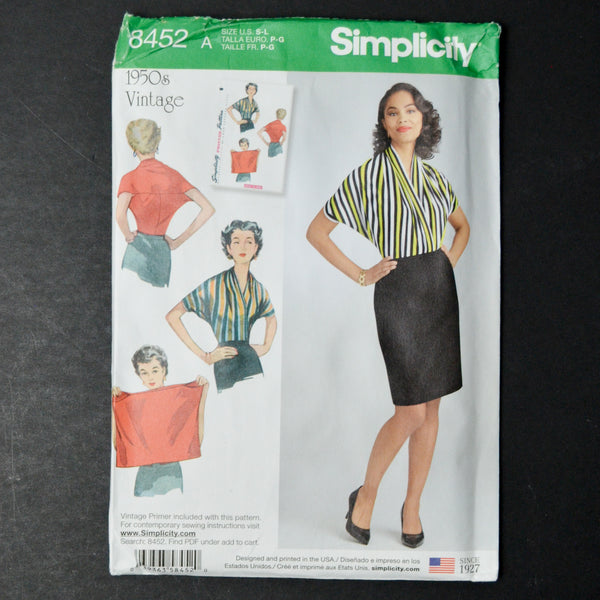 Simplicity 8452 Misses' Vintage Knit Blouse Sewing Pattern - Size A (S-L)