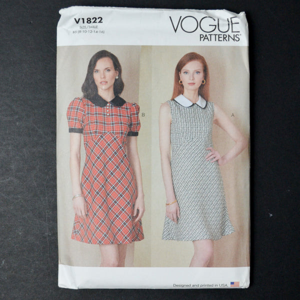 Vogue V1822 Misses' Dress Sewing Pattern - Size B5 (8-16)