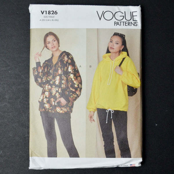 Vogue V1826 Misses' Sweatshirts Sewing Pattern - Size A (XS-XXL)