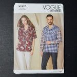 Vogue V1827 Unisex Shirts Sewing Pattern - Size A (S-XXL)