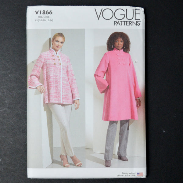 Vogue V1866 Misses' Coat Sewing Pattern - Size A5 (6-14)