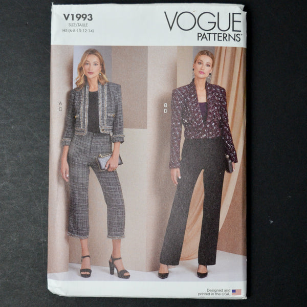 Vogue V1993 Misses' Jacket and Pants Sewing Pattern - Size H5 (6-14)