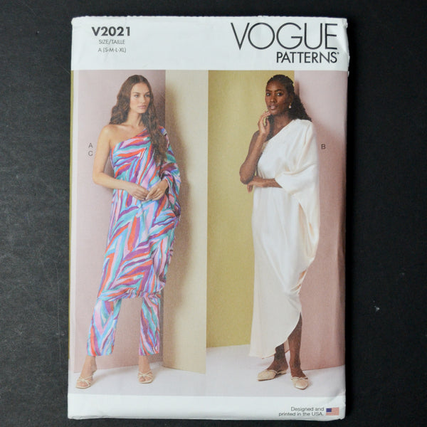 Vogue 2021 Misses' One-Shoulder Dress and Pants Sewing Pattern - Size A (S-XL)