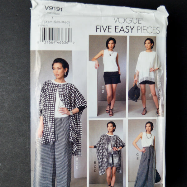 Vogue 9191 Misses' Poncho, Top, Shorts and Pants Sewing Pattern - Size Y (XS-M)