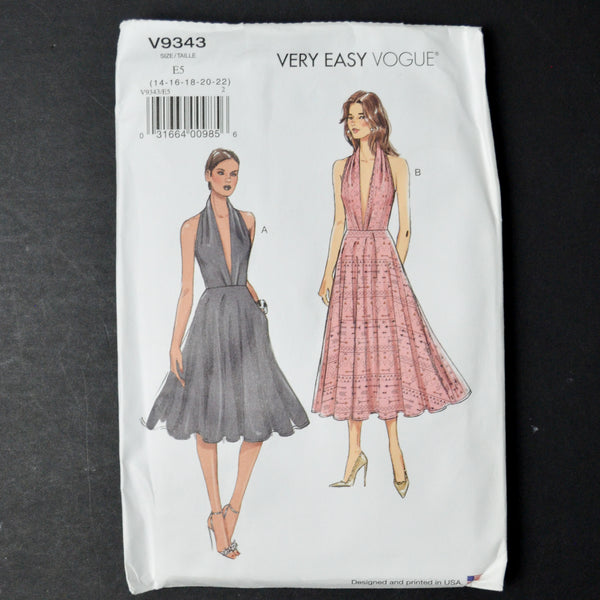 Vogue 9343 Misses' Dress Sewing Pattern - Size E5 (14-22)