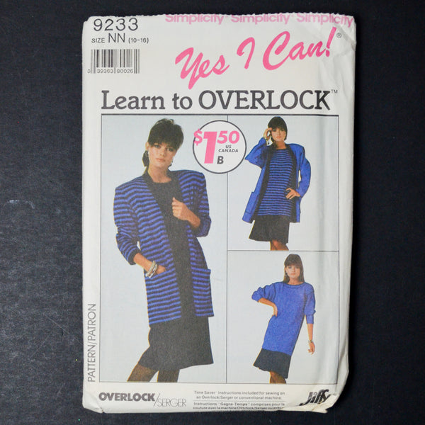 Simplicity 9233 Misses' Loose-Fitting Cardigan, Pull-on Skirt and Pullover Dress or Tunic Sewing Pattern - Size NN (10-16)