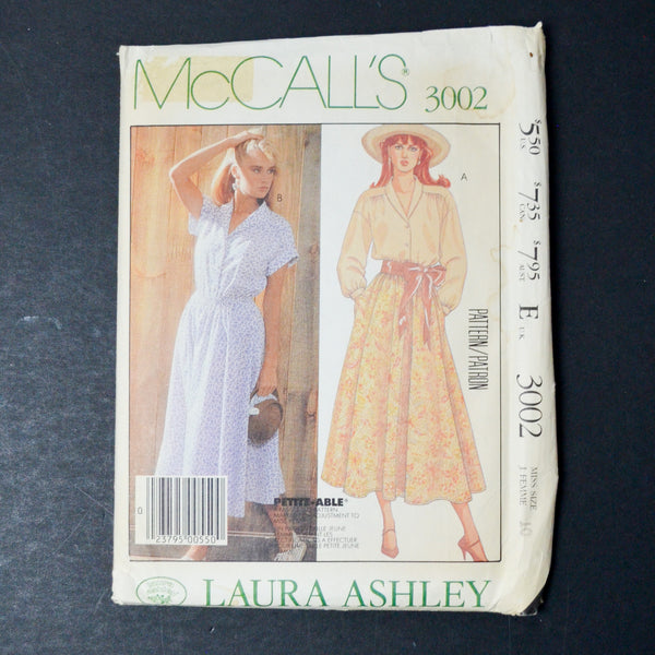McCall's 3002 Laura Ashley Misses' Blouse and Skirt Sewing Pattern - Size 10