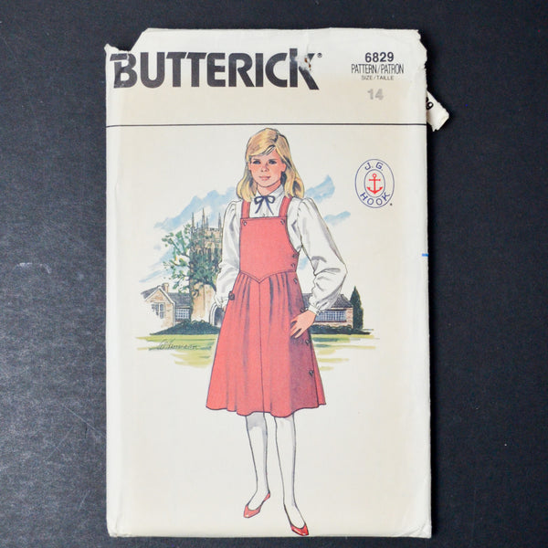 Butterick 6829 Girl's Jumper and Blouse Sewing Pattern - Size 14