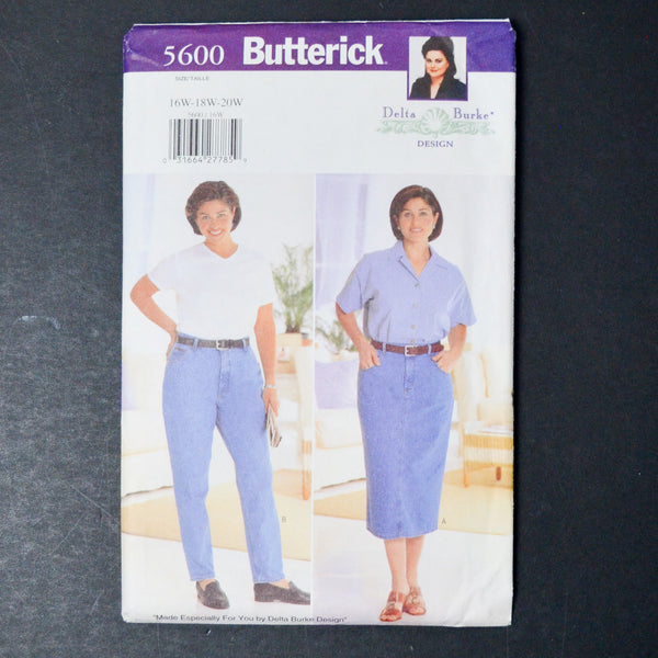 Butterick 5600 Women's/Women's Petite Skirt and Jeans Sewing Pattern - Size 16W-20W