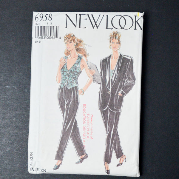 New Look 6958 Jacket, Trousers and Waistcoat Sewing Pattern - Size 8-18