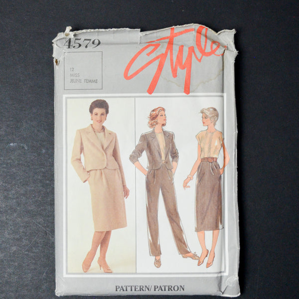 Style 4579 Misses' Separates, Pants, Skirt, Blouse and Lined Jacket Sewing Pattern - Size 12