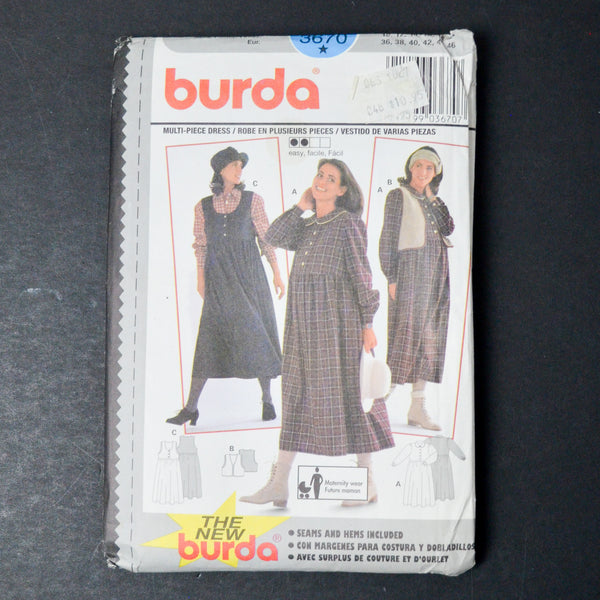 Burda 3670 Multi-Piece Maternity Dress Sewing Pattern - Size 10-20