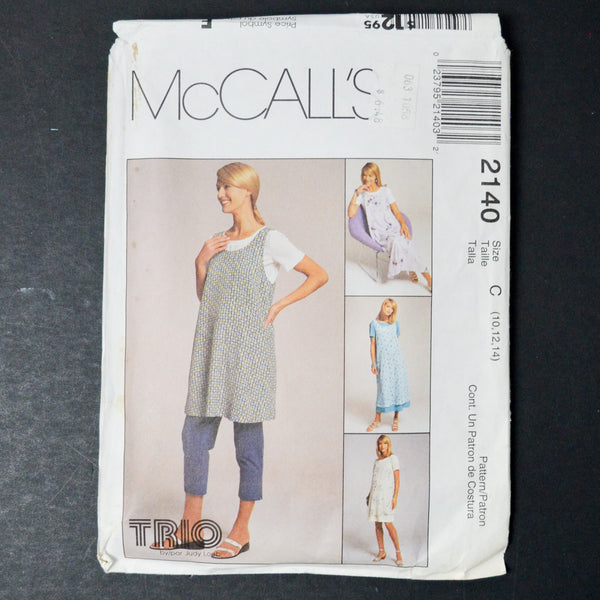 McCall's 2140 Maternity Dress or Top, Jumper and Pull-on Pants Sewing Pattern - Size C (10-14)