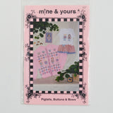 Mine & Yours Pigtails, Buttons & Bows Cardigan, Wall Hanging, Dress + Button Covers Sewing Patterns