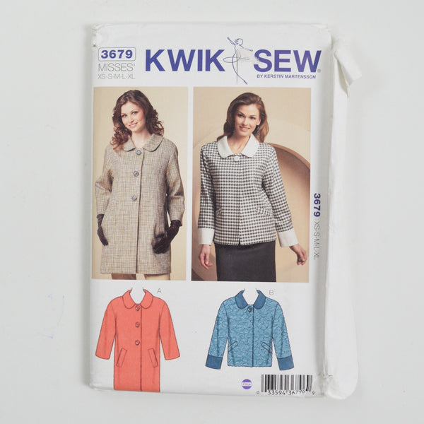 Kwik Sew 3679 Misses' Coats Sewing Pattern - Sizes XS-XL