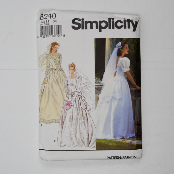 Simplicity 8240 Misses Brides' Dress Sewing Pattern Simplicity 8240 Misses Brides' Dress Sewing Pattern