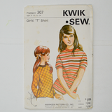 Kwik Sew 307 Girls T-Shirt Sewing Pattern - Size 8-14
