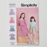 Simplicity S9322 Children's and Girls' Pullover Dresses Sewing Pattern - Size CCE (3-6)