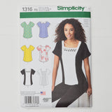 Simplicity 1316 Misses' Top Sewing Pattern - Size R5 (14-22)