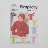 Simplicity 5720 Babies' Bunting, Romper and Hats Sewing Pattern - Size A (XXS-S)