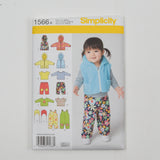 Simplicity 1566 Babies' Overall, Jacket, Vest, Pants, Top and Hat Sewing Pattern - Size XXS-L