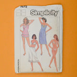 Simplicity 7672 Misses' Bias Slip or Camisole, Bra, Panties, Bikini and Culottes Sewing Pattern - Size 10